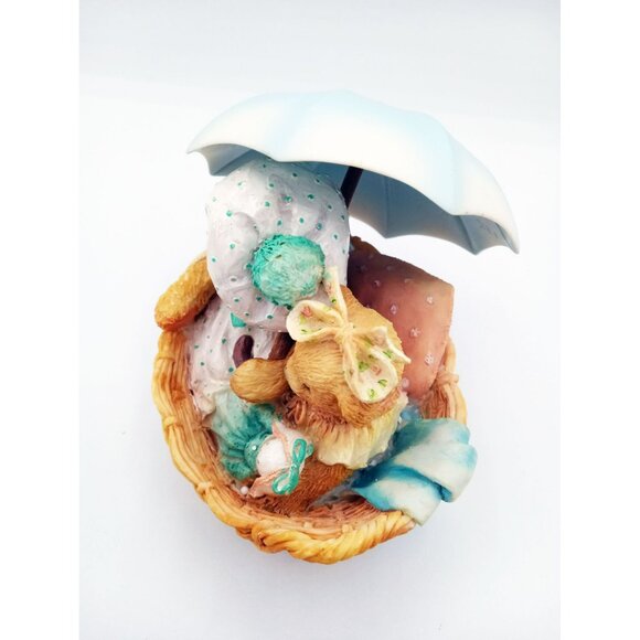 Cherished Teddies Beth and Blossom Bears with Umbrella Figurine 1991 Hamilton - Picture 8 of 12